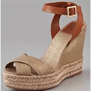 Tory Burch Fabian Espadrille Wedges. Size 6